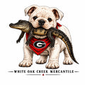 White Oak Creek Mercantile  UGA Puppy with Baby Gator in Mouth